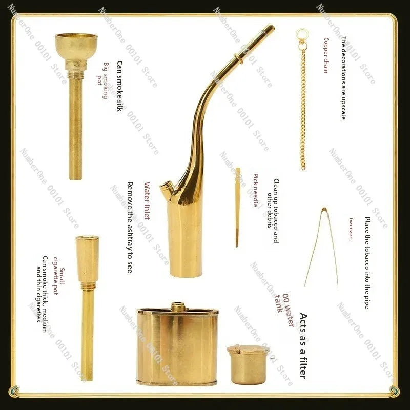 Olla de tubería de agua de cobre, olla de tubería antigua portátil, tubería de filtro de agua para uso doméstico
