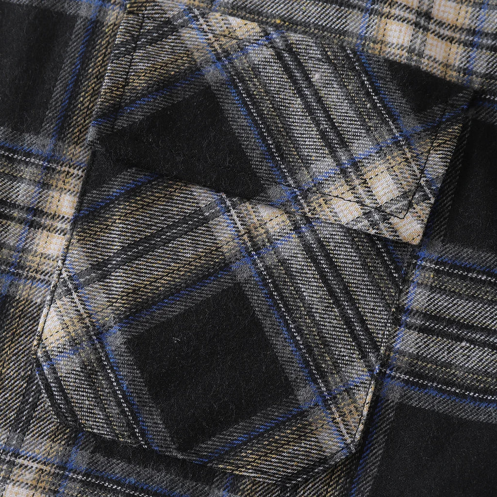 New2026 Chaqueta de lana a cuadros para hombre, Otoño Invierno, cuello vuelto, botón, camisa gruesa, chaqueta para hombre, chaqueta informal, camisas