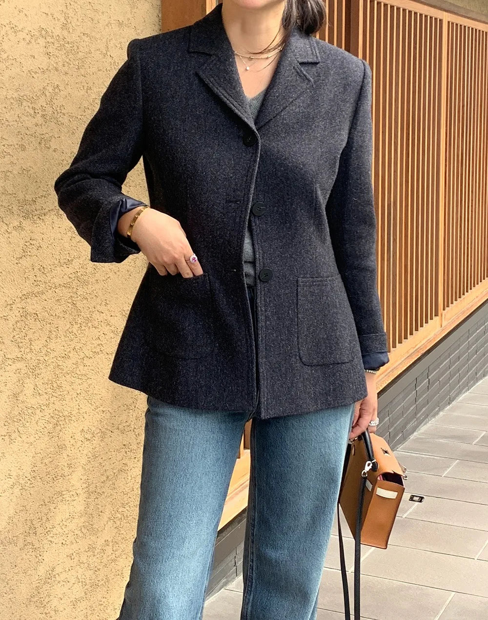 Chaqueta de traje de lana elegante coreano para mujer Otoño e Invierno Slim Fit marrón viajero abrigo de lana de gama alta Blazers ropa de mujer