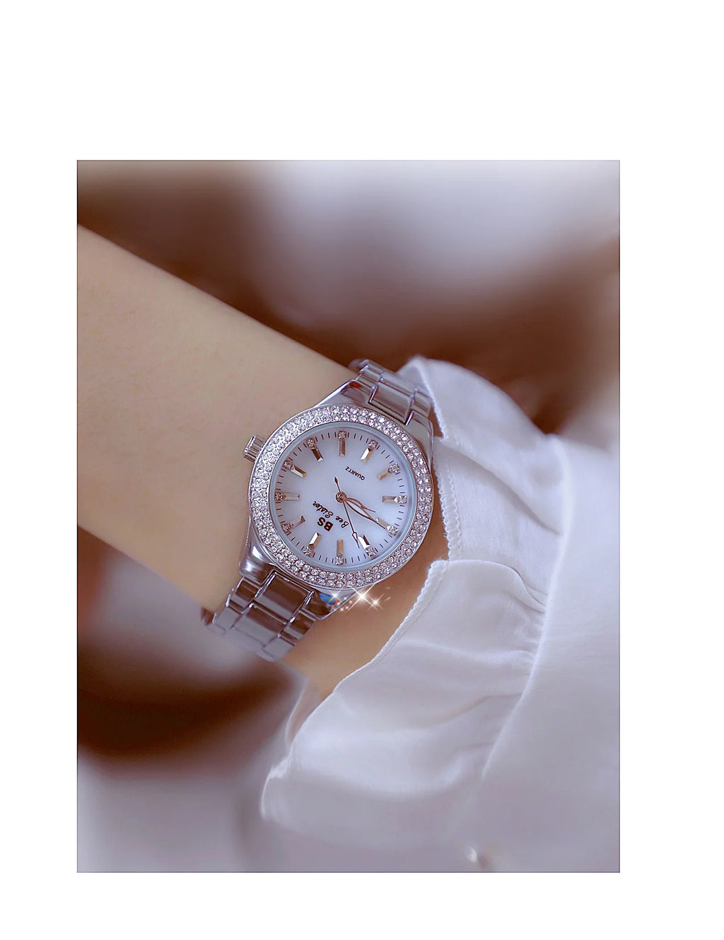 Reloj BS para mujer Beimu Face clásico ligero marca de lujo temperamento pulsera de Metal resistente al agua relojes de cuarzo de moda para mujer