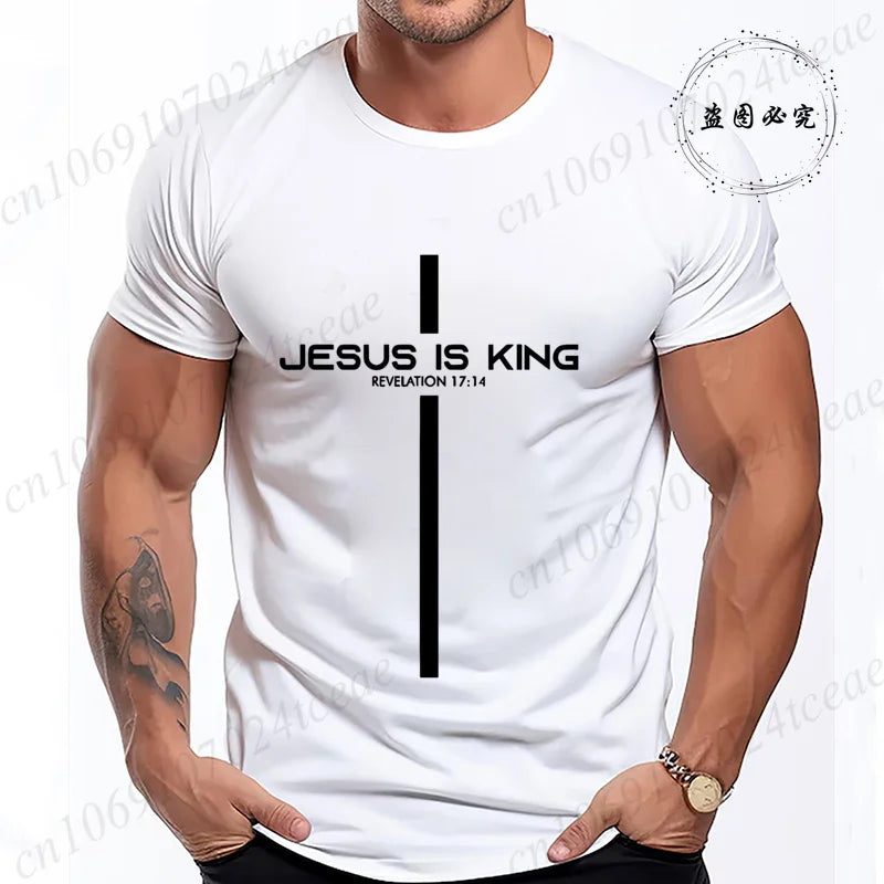 Camiseta para hombre con estampado de Jesús es rey, camisetas gráficas Unisex, moda Harajuku, pantalón corto informal de calle, camisetas de manga Jesús es rey
