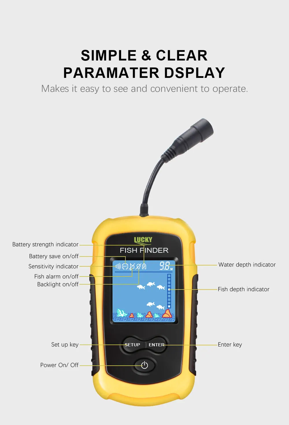 El Envío Gratuito! FFC1108-1 Venta Caliente de Alarma 100 M Portable Sonar LCD Buscador de Buscadores de Los Pescados señuelo de la Pesca de Pesca Ecosonda