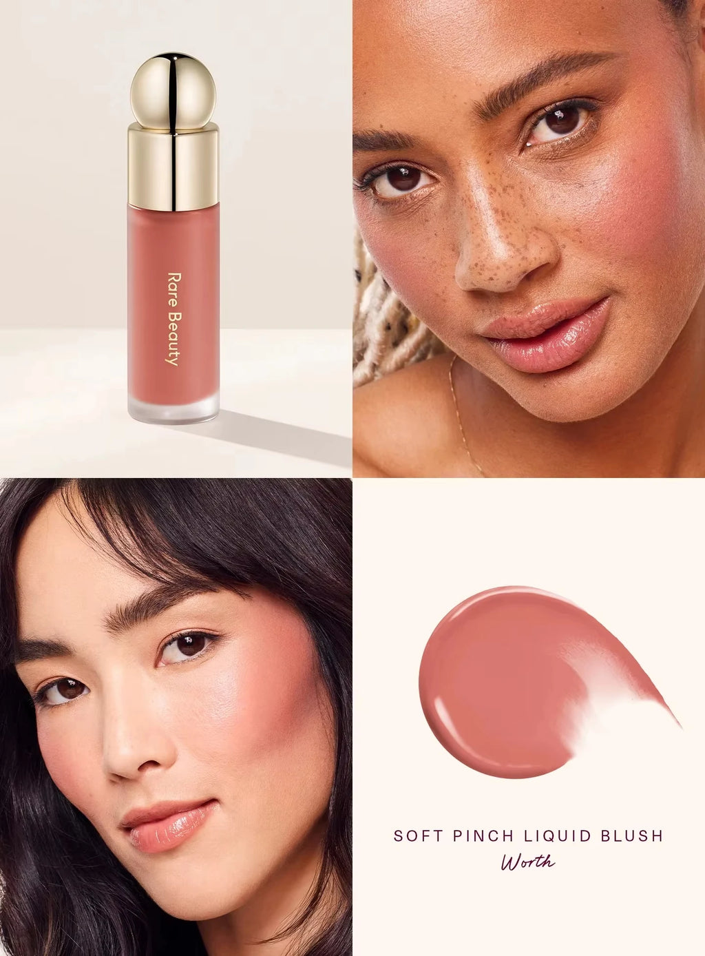 Rubor Líquido Ultra Pigmentado de Larga Duración Rare Beauty, Resistente a las Fallos, Ligero y Aireado, Worth Virtue Hope Joy Blush Makeup