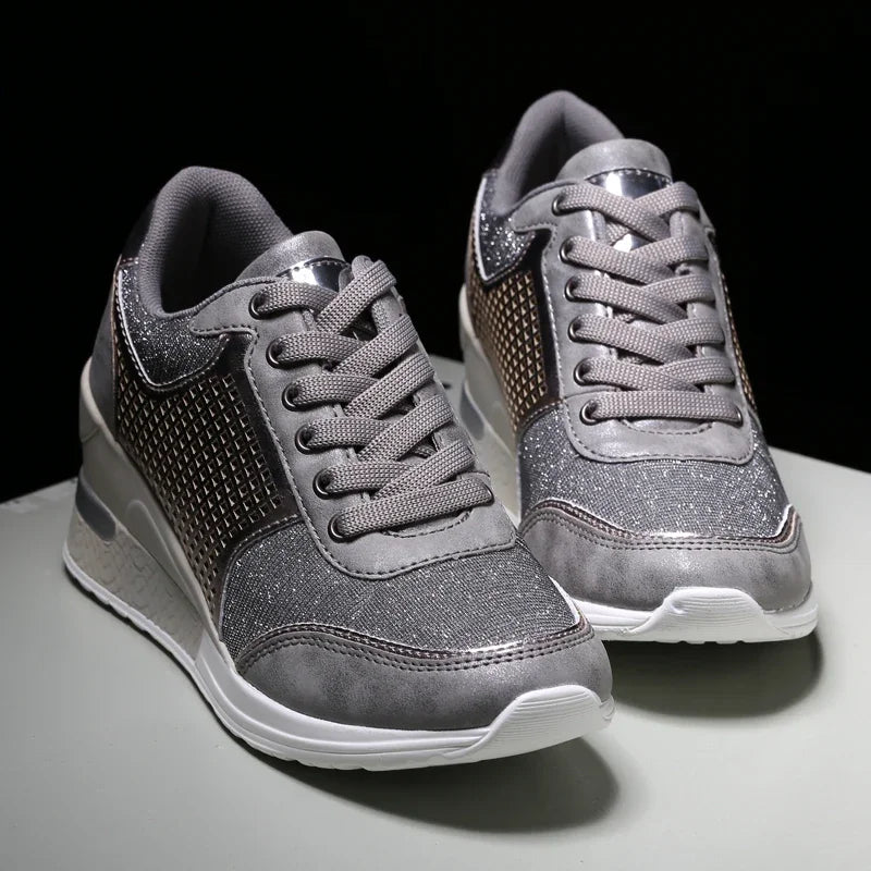Zapatos vulcanizados para mujer con aumento de altura, zapatos ligeros y transpirables para caminar, zapatos de plataforma para mujer, zapatillas de deporte con cuña hechas a mano