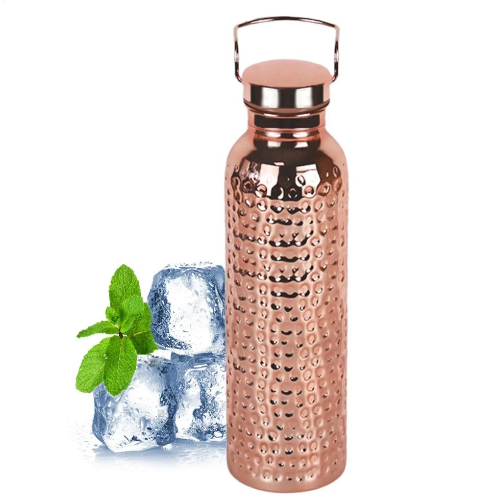 Botella de Agua de Acero Inoxidable 304 de 800 ml con Recubrimiento de Cobre Electroplacado   Vasos Térmicos   Botella con Diseño Martillado    para acampar y hacer senderismo