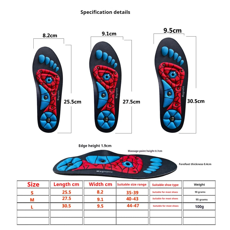 NUEVAS Plantillas Ortopédicas con Soporte de Arco, Plantillas de Masaje con Acupresión Plantar, Plantillas de Masaje con Terapia Magnética para Hombres y Mujeres, 2 Piezas/4 Piezas