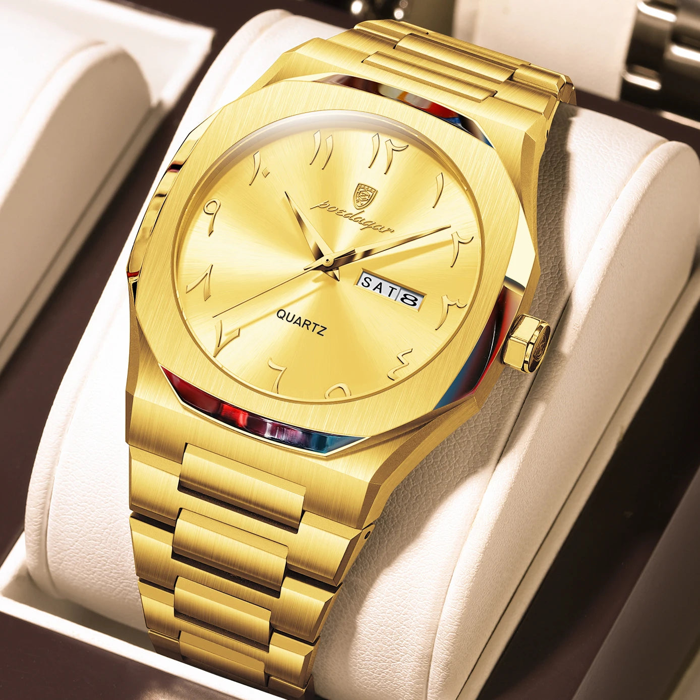 Reloj militar POEDAGAR para hombre, resistente al agua, calendario semanal de lujo, reloj de pulsera para hombre, relojes de cuarzo de acero inoxidable a la moda para hombre