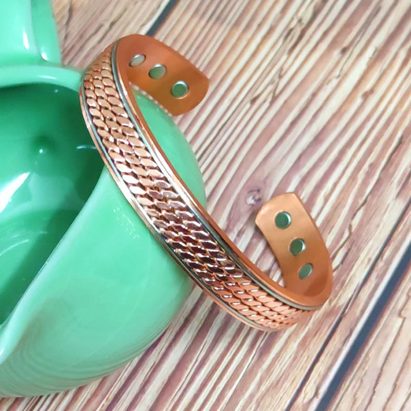 Pulsera magnética de cobre puro para hombres, imanes ajustables para artritis, brazalete para mujeres, terapia, brazaletes de energía para la salud, triangulación de envíos/al por mayor
