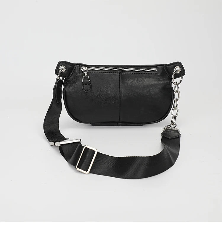 Bolso de pecho femenino, bolsos cruzados con cadena para mujer, nuevos bolsos de hombro, riñonera pequeña de cuero PU para mujer, cartera para teléfono