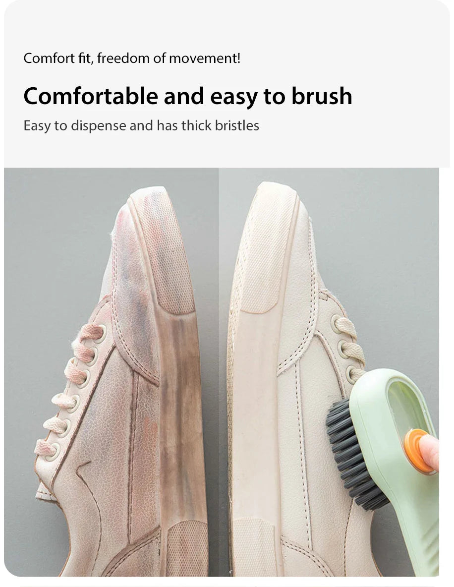 Cepillo de limpieza multifunción para zapatos, cepillo suave automático con dispensador de líquido, cepillo de mango largo para ropa, herramientas de limpieza para el hogar