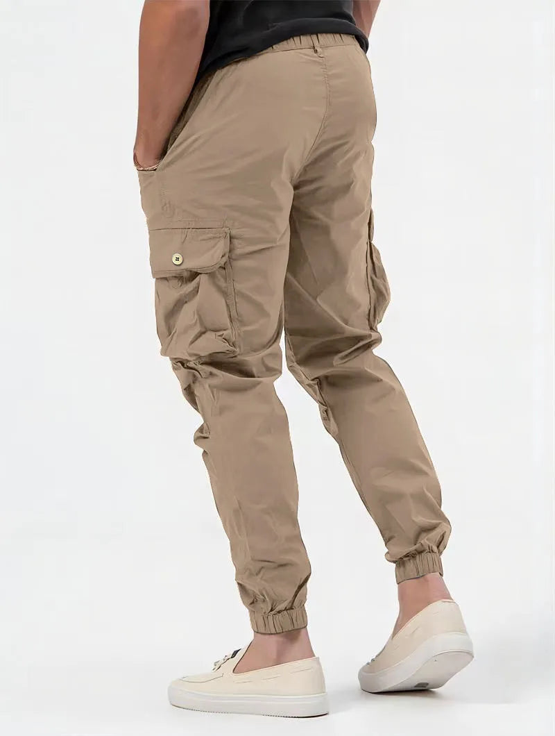 Pantalones Cargo para hombre, pantalón largo, cintura alta, Simple, con cremallera, empalme, rectos, informales, bolsillos regulares, liso, Otoño Invierno 2024