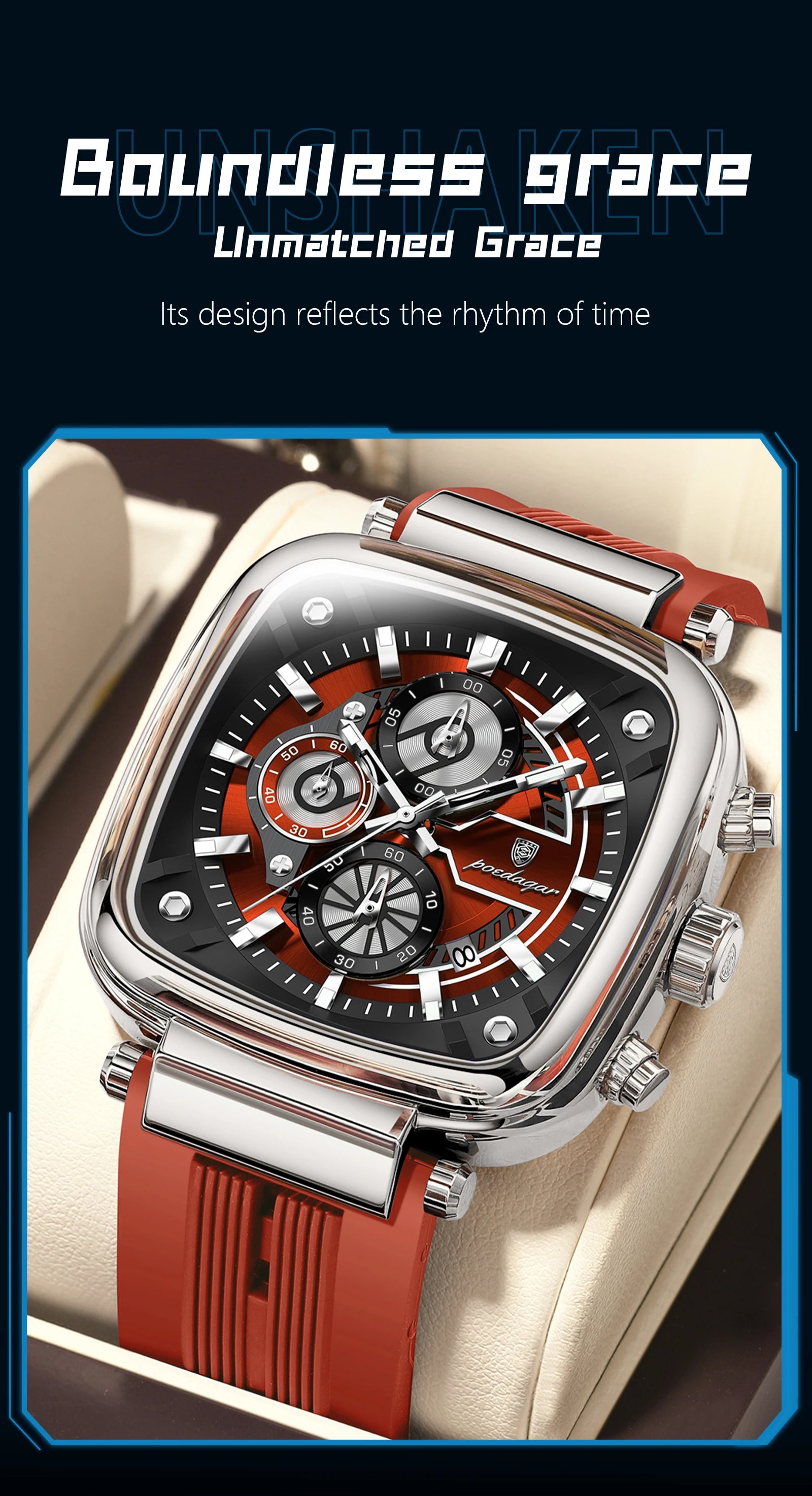 POEDAGAR Luxury Watch For Men Calendar Luminous Waterproof Man Clock Male Chronograph Silicone Sports Men's Quartz Watches Reloj