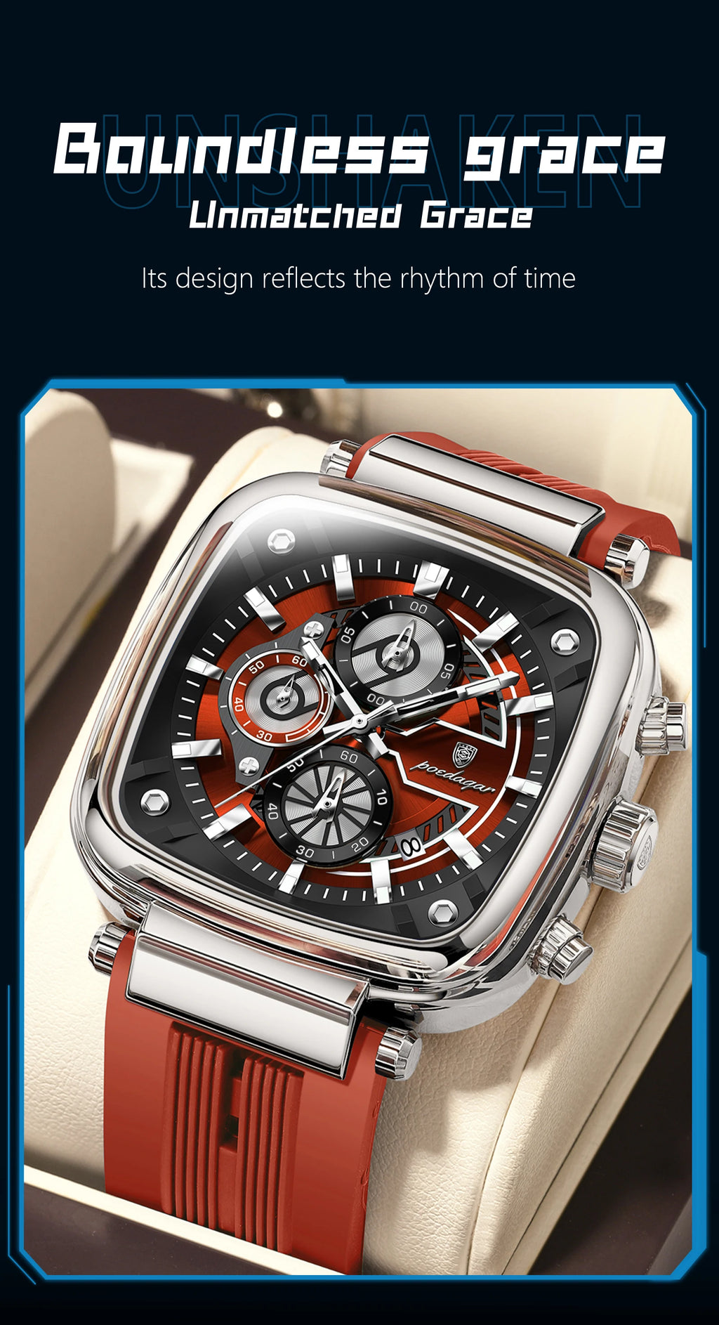 POEDAGAR Luxury Watch For Men Calendar Luminous Waterproof Man Clock Male Chronograph Silicone Sports Men's Quartz Watches Reloj