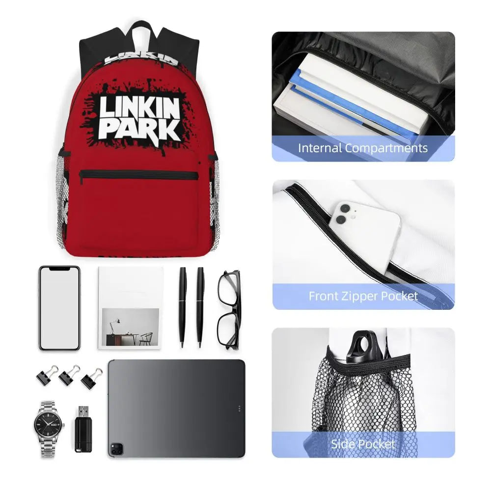 L-Linkin-S P-Park-S Band Mochila para estudiantes Mochila escolar Mochila de viaje para senderismo para niños y niñas Mochila de moda Bolsos de hombro
