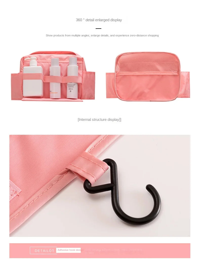 Bolsa de maquillaje de viaje, organizador de artículos de tocador impermeable, Neceser de alta calidad para mujer, bolsa de lavado con gancho para baño, bolsa de almacenamiento con gancho
