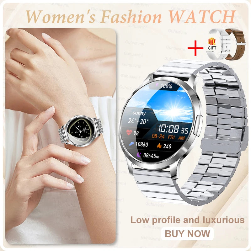 Nuevo reloj inteligente para mujer 1,32 "AMOLED pantalla completamente táctil Bluetooth llamada presión arterial IP68 impermeable NFC 7,3mm pulsera ultrafina