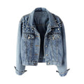 Chaqueta vaquera de un solo pecho para mujer, resistente al desgaste, estilo clásico, talla grande