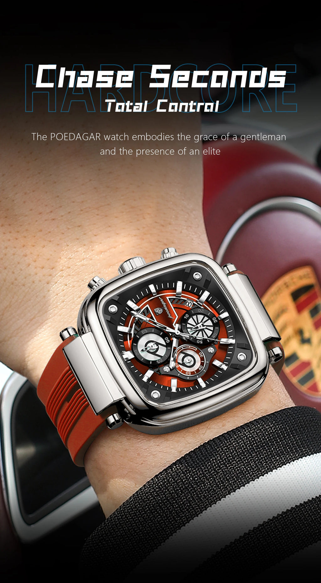 POEDAGAR Luxury Watch For Men Calendar Luminous Waterproof Man Clock Male Chronograph Silicone Sports Men's Quartz Watches Reloj