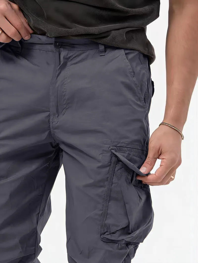 Pantalones Cargo para hombre, pantalón largo, cintura alta, Simple, con cremallera, empalme, rectos, informales, bolsillos regulares, liso, Otoño Invierno 2024