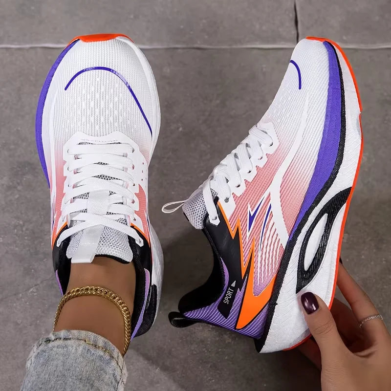 Zapatillas Deportivas para Mujer 2026, Transpirables, de Malla Tejida, Cómodas, Planas, con Cordones, Modernas, Casuales, para Correr al Aire Libre