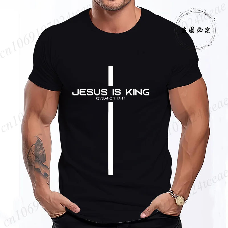 Camiseta para hombre con estampado de Jesús es rey, camisetas gráficas Unisex, moda Harajuku, pantalón corto informal de calle, camisetas de manga Jesús es rey