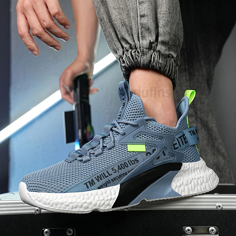 Zapatos nuevos para hombre, zapatillas ligeras informales a la moda para correr, ocio elástico, malla para exteriores, deportes de verano, tenis, hombre para caminar, talla 2025