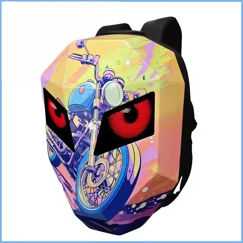 Mochila Para motocicleta Para hombre y mujer, aplicación de ojos Led, Control por Bluetooth, Editor DIY, portátil de 14 pulgadas, Mochilas Para Motocicletas, mochila F1