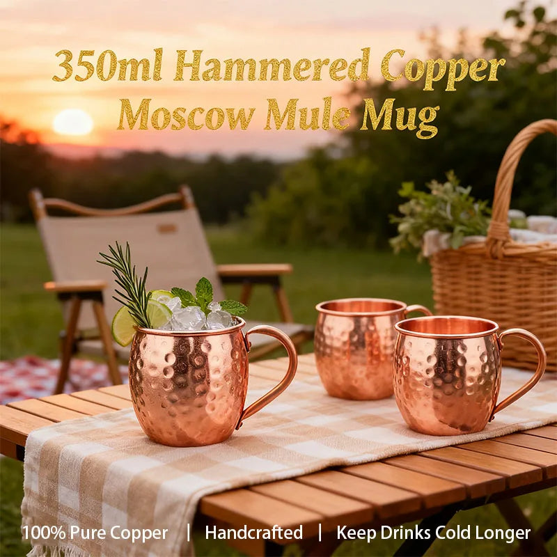 Taza Moscow Mule 100% Cobre, Tazas de Cerveza Duraderas de Cobre, Taza de Café de 350 ml, Taza de Leche, Taza de Bar de Cobre Puro, Artículos para Beber