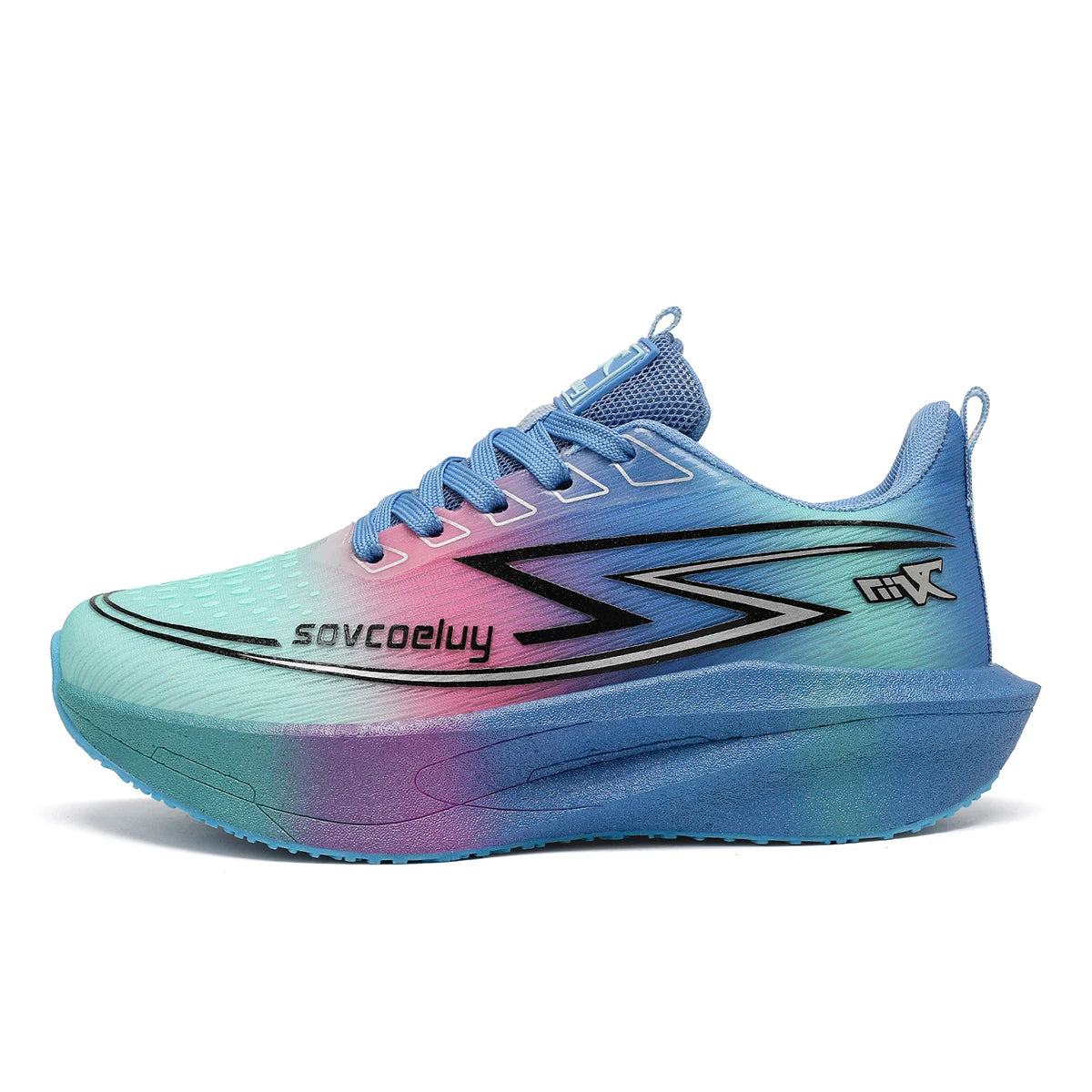 Zapatillas de Running con Placa de Carbono Degradado para Mujer, Estilo Pareja, Ligeras, Transpirables, con Amortiguación, Versátiles y Modernas