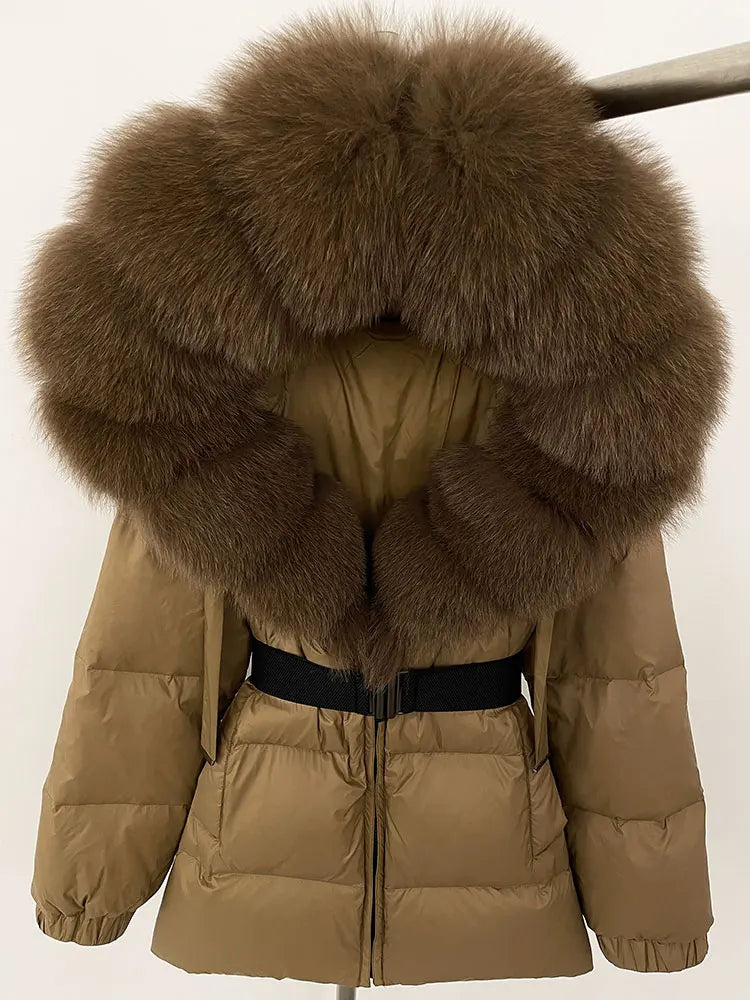 OFTBUY 2025 new women's winter clothing, white duck down coat, natural fox fur hooded jacket, fashionable warm padded jacket for women