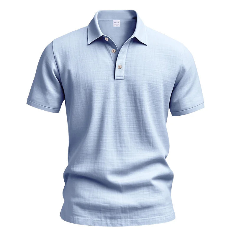 Camisa POLO de manga corta de lino y algodón de alta calidad para hombre, camisa informal holgada y cómoda, camisetas de verano con botones y cuello vuelto
