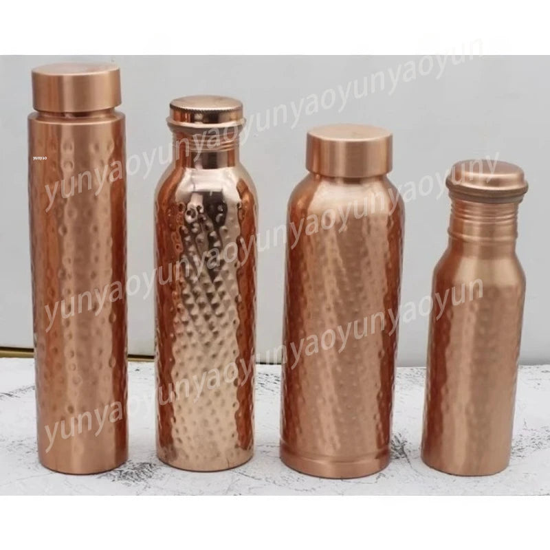 Botella de Agua Hecha a Mano de Cobre Puro, Recipiente para Yoga y Deportes al Aire Libre, Cantimplora Metálica Tradicional