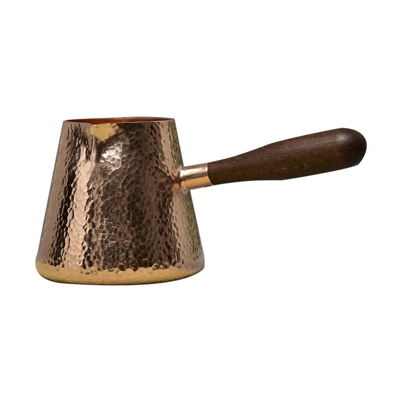 Jarra de leche Latte de cobre puro de B97A-500Ml con mango de madera, hervidores, martillo, vajilla artesanal