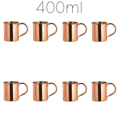 Juego de 8 Tazas de Cobre Martillado para Moscow Mule - Tazas de Acero Inoxidable para Servir Cerveza, Vino, Café y Cócteles