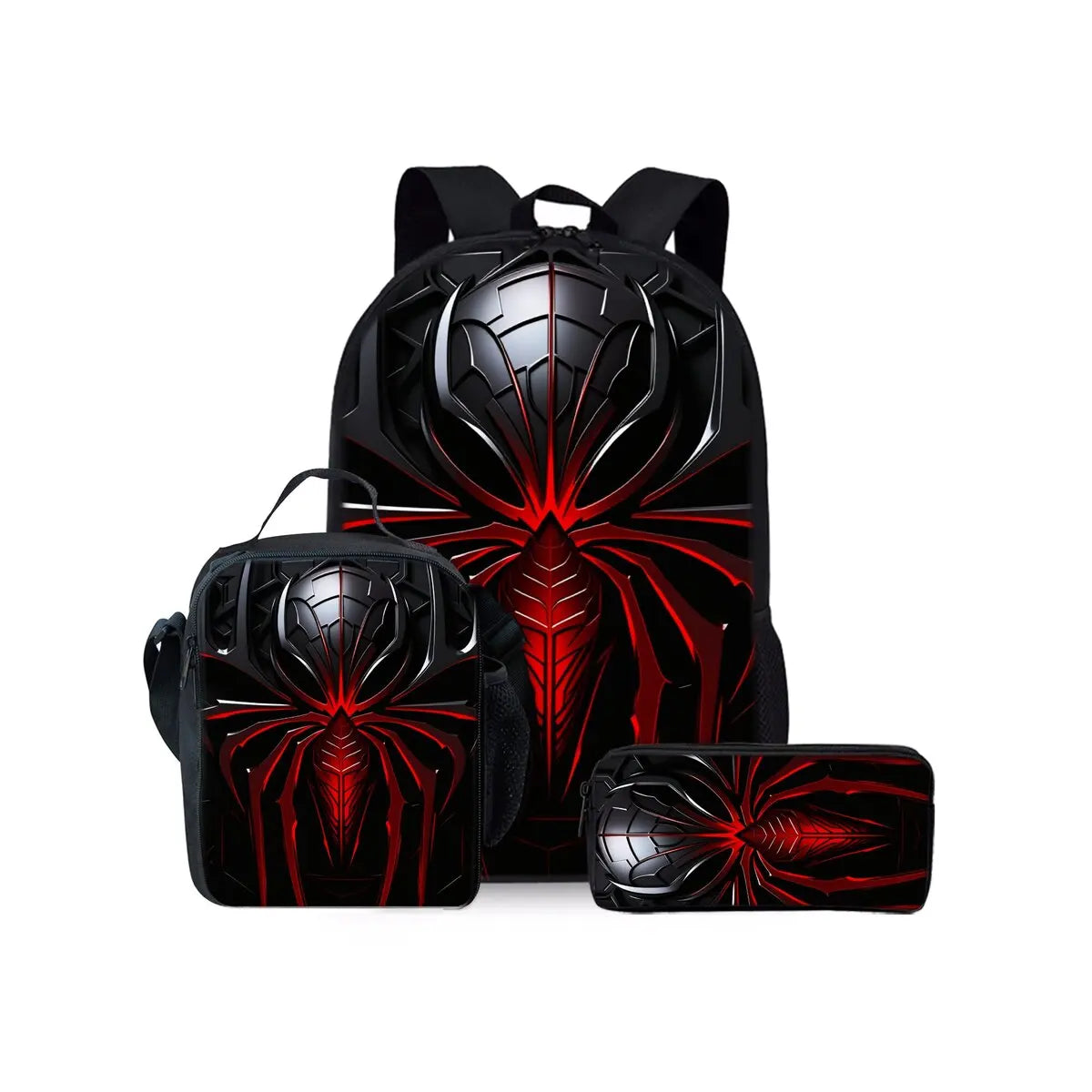 Mochilas Escolares de Tres Piezas con Estampado de Robots Mecánicos para Niños y Niñas, el Mejor Regalo, Diseño Plano 2D de Dibujos Animados