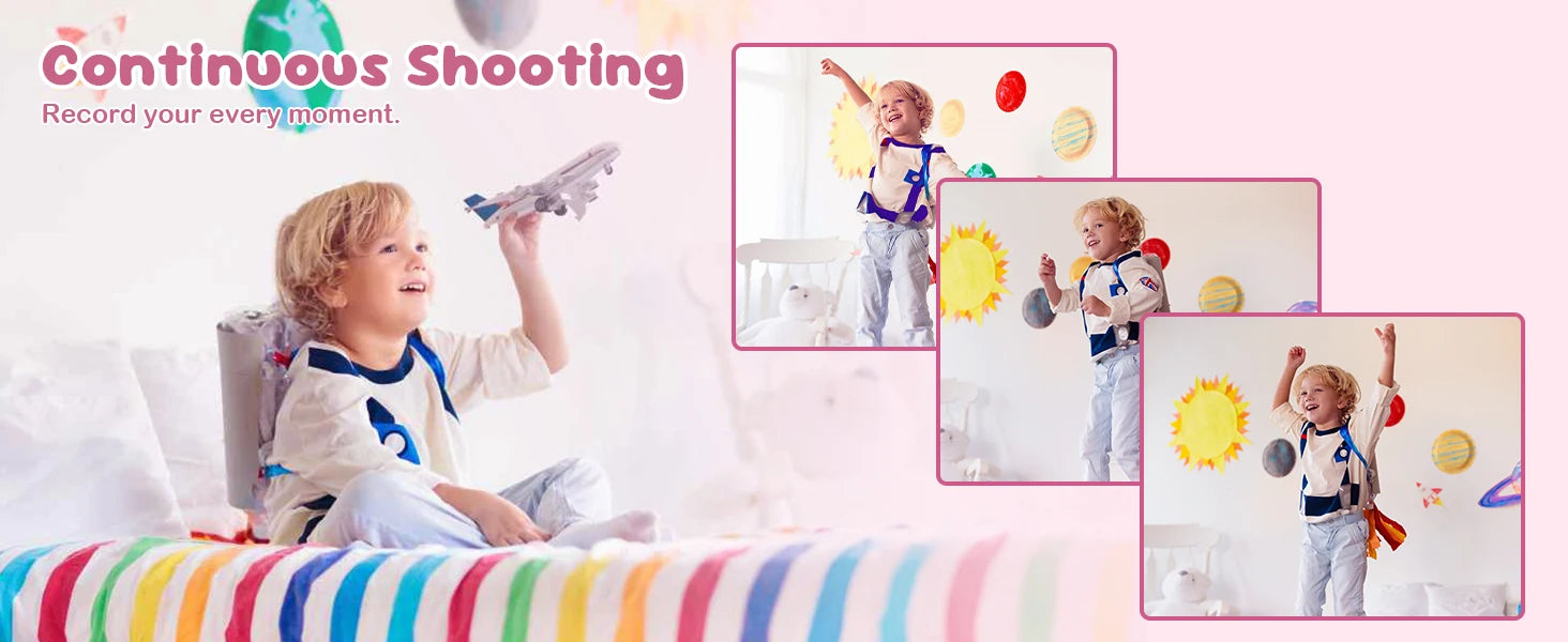 Cámara Digital para Niños 48MP – Doble Lente, Video 1080P, Zoom 16x, Juegos, Batería 600mAh