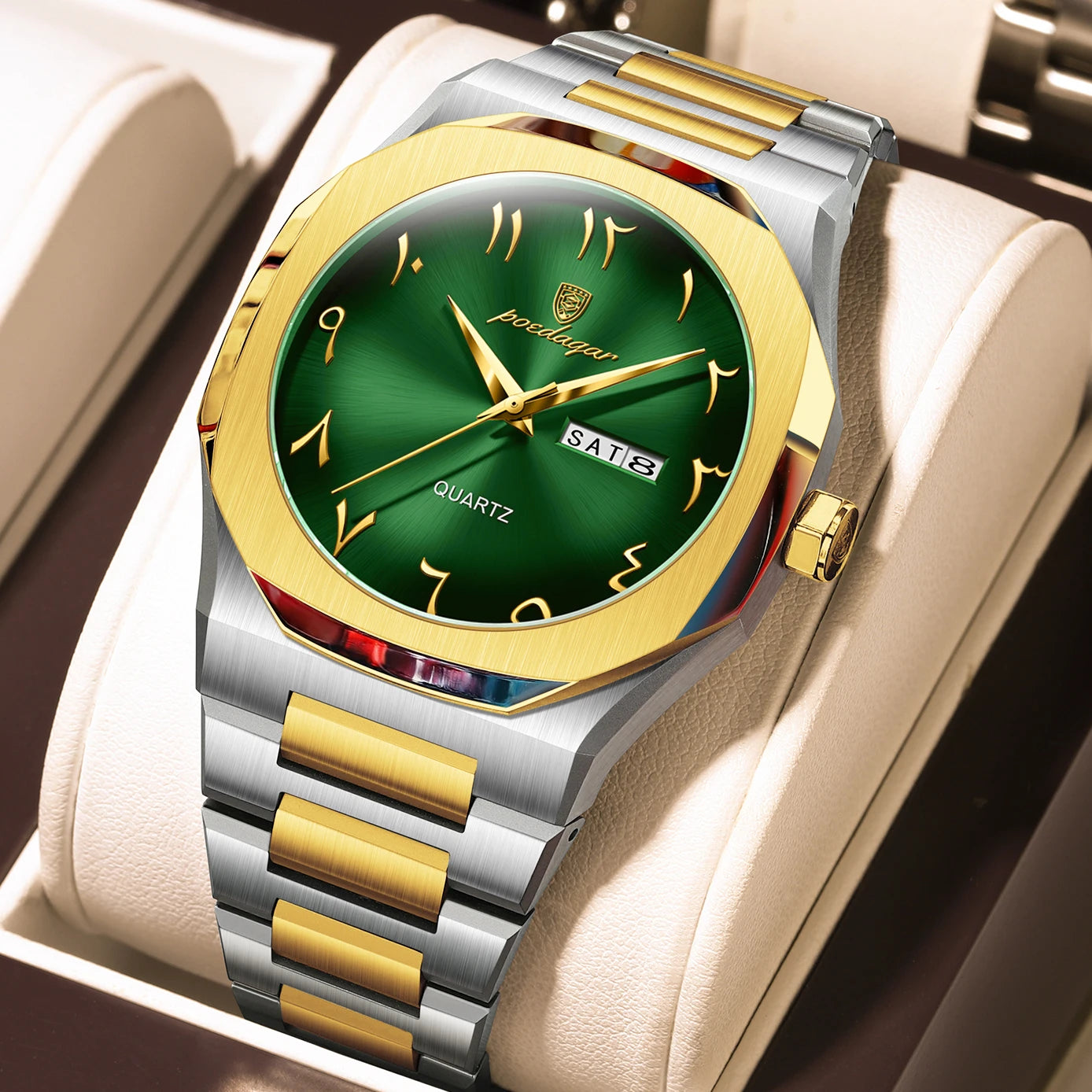 Reloj militar POEDAGAR para hombre, resistente al agua, calendario semanal de lujo, reloj de pulsera para hombre, relojes de cuarzo de acero inoxidable a la moda para hombre