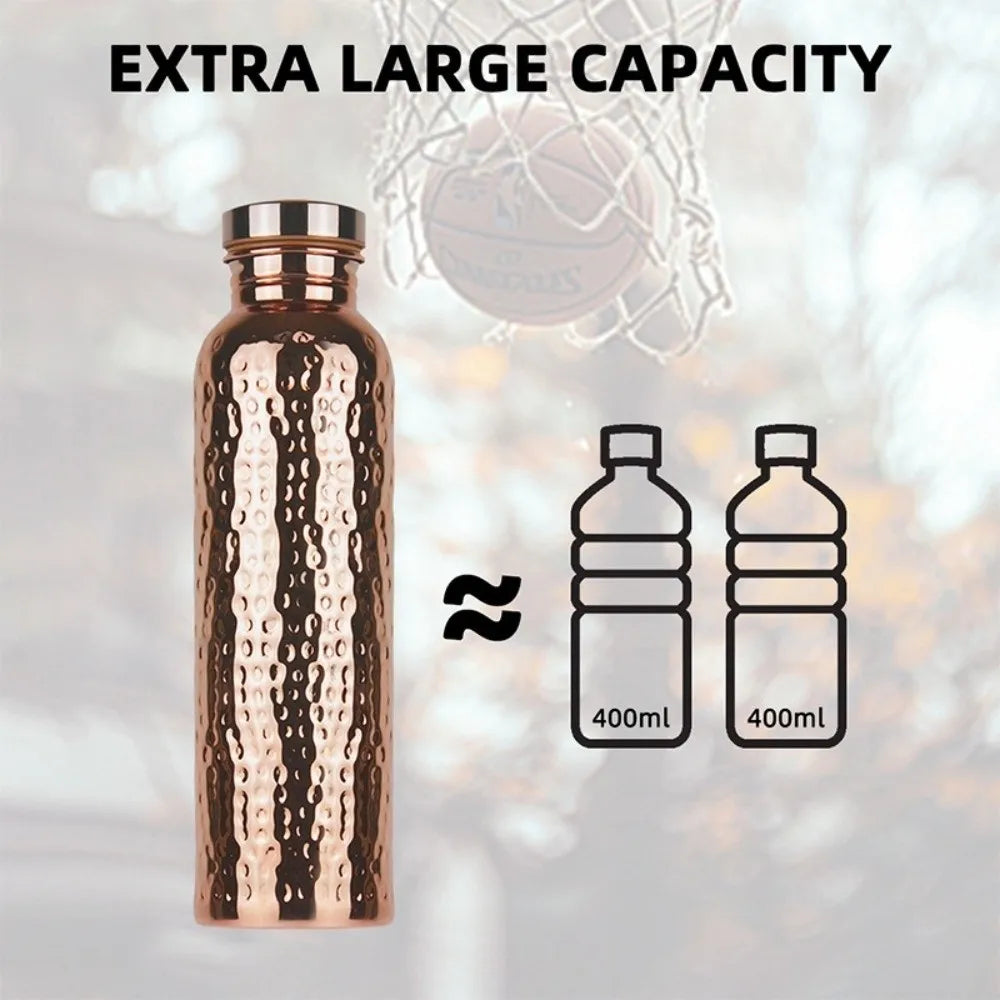 Botella de Agua de Cobre de 800 ml   Apertura de la tapa con un solo clic   Aislamiento Térmico  Botella Deportiva a Prueba de Fugas    Base de Silicona Antideslizante