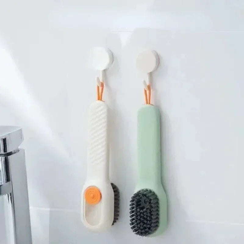 Cepillo de limpieza multifunción para zapatos, cepillo suave automático con dispensador de líquido, cepillo de mango largo para ropa, herramientas de limpieza para el hogar