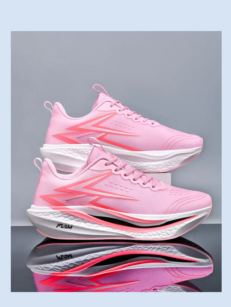 Zapatillas para correr especialidad maratón hombres deportes transpirables ligeros tablero de carbono mujeres cómodas zapatillas deportivas antideslizantes