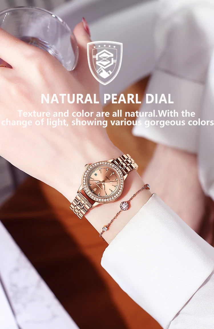 POEDAGAR, reloj informal de lujo para mujer, reloj resistente al agua con fecha para mujer, relojes de cuarzo elegantes con diamantes para mujer, reloj sencillo para mujer