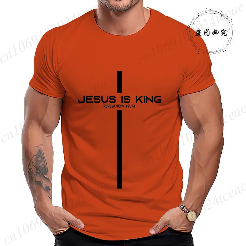Camiseta para hombre con estampado de Jesús es rey, camisetas gráficas Unisex, moda Harajuku, pantalón corto informal de calle, camisetas de manga Jesús es rey