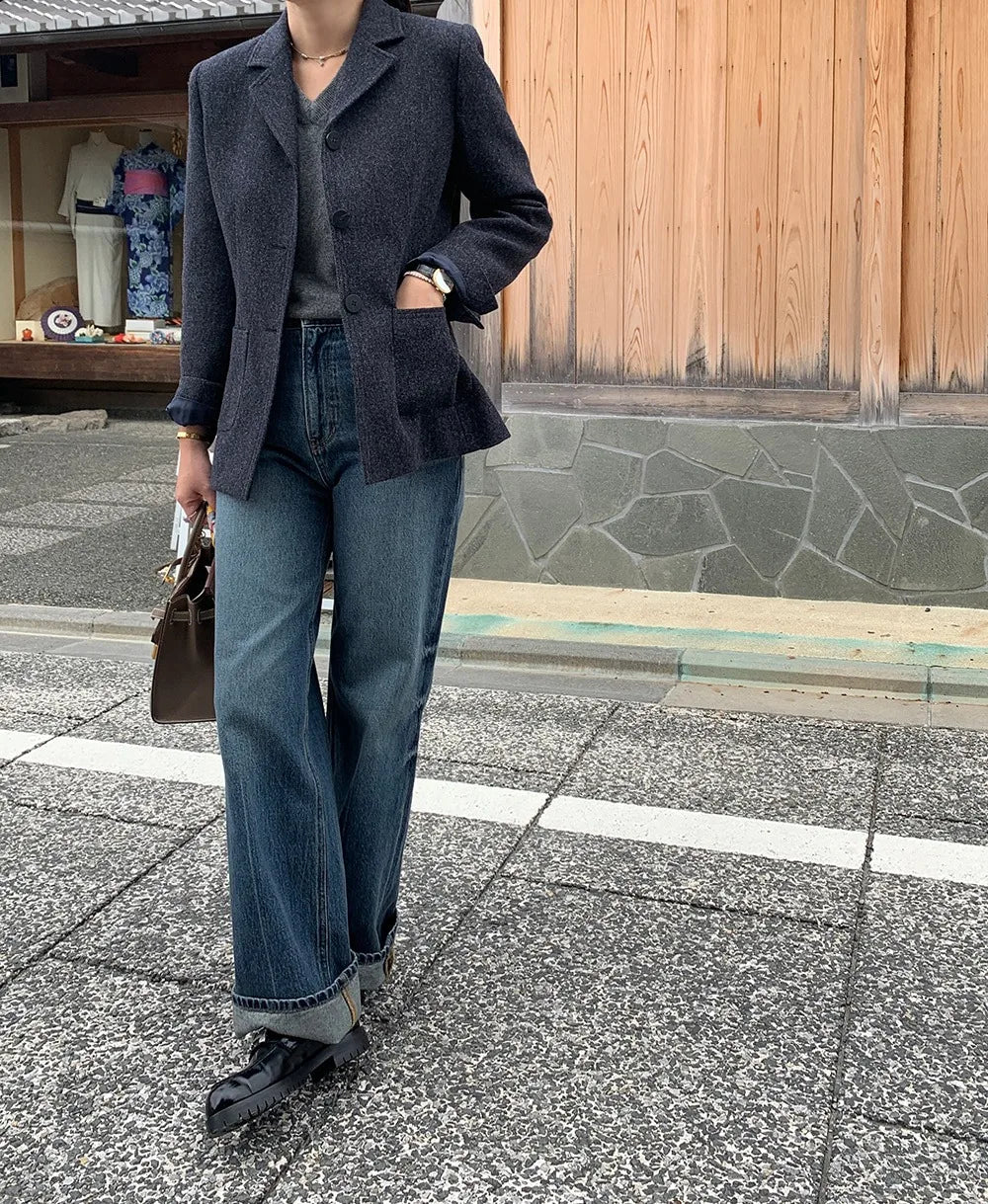 Chaqueta de traje de lana elegante coreano para mujer Otoño e Invierno Slim Fit marrón viajero abrigo de lana de gama alta Blazers ropa de mujer