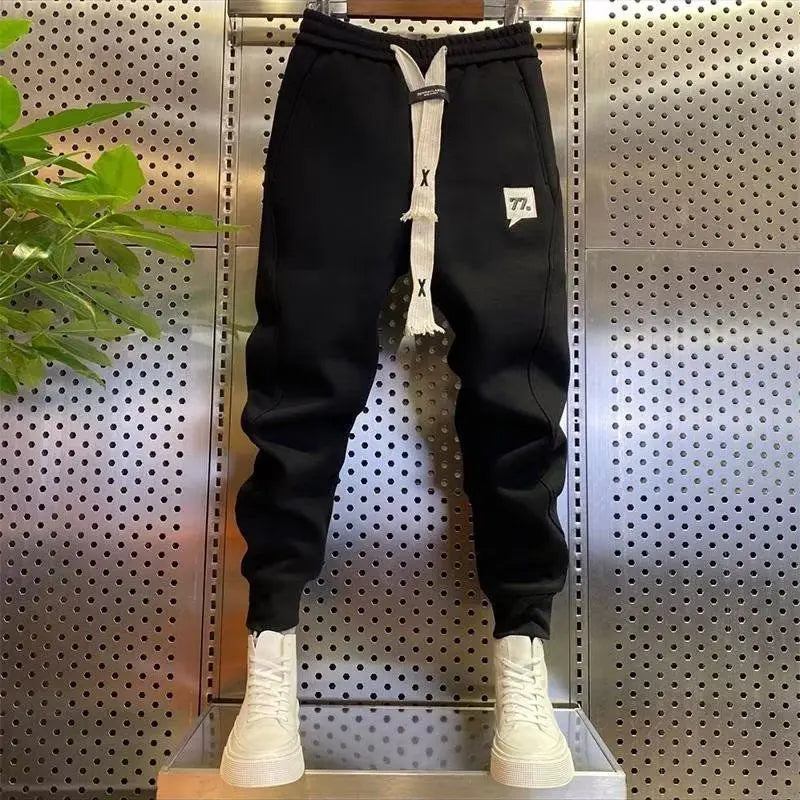 Pantalones bombachos de forro polar grueso para hombre, ropa deportiva informal, ropa de calle, otoño e invierno, novedad de 2024