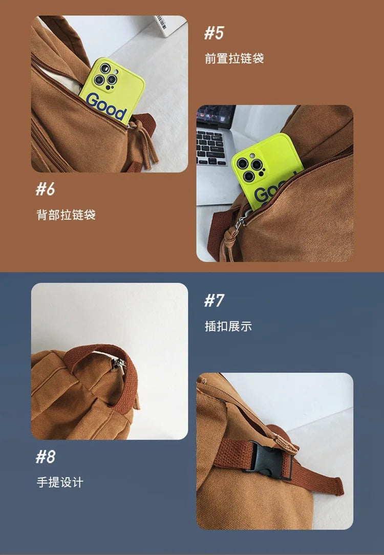 Mochila de lona de estilo japonés informal y a la moda para estudiantes de secundaria y universitarios mochila para mujeres 가mochilas masculinas