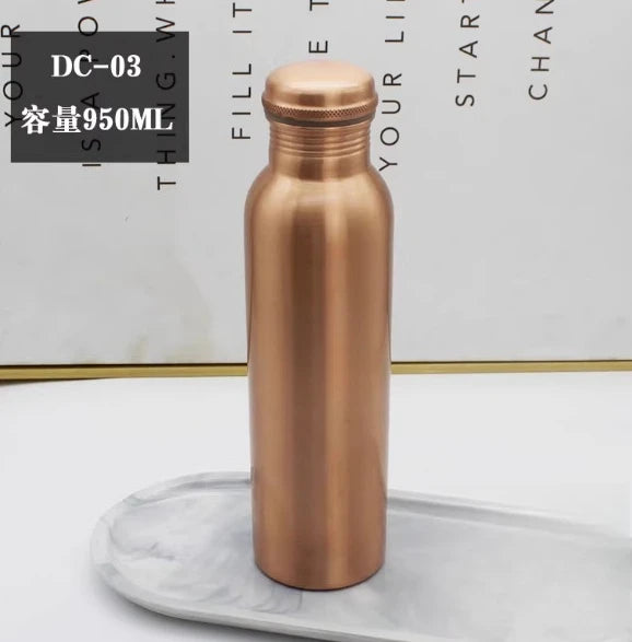 Botella de Agua de Cobre Hecha a Mano, Taza de Cobre Rojo, Recipiente para Beber Diario, para Yoga, Viajes y Actividades al Aire Libre, 100% Cobre Rojo Puro