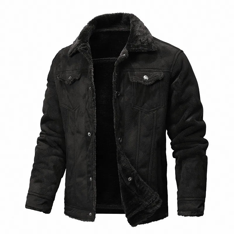New fashion for men, integrated leather and fur jackets and coats with diagonal zipper, warm wool leather jackets for men, slim fit jackets
