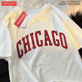 Camiseta gráfica de ciudad clásica de Chicago Usa para hombre, camisetas de calle con cuello redondo, ropa, camiseta informal de algodón de manga corta para pareja