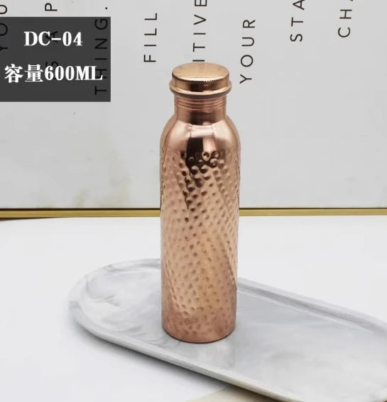 Botella de Agua de Cobre Hecha a Mano, Taza de Cobre Rojo, Recipiente para Beber Diario, para Yoga, Viajes y Actividades al Aire Libre, 100% Cobre Rojo Puro
