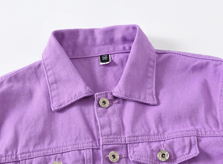 Nuevas Chaquetas Vaqueras Moradas de Moda para Hombre con Agujeros, Abrigos de Mezclilla Sólidos para Primavera y Otoño, Chaquetas Vaqueras Casuales de Algodón para Hombre, Tallas hasta 5XL